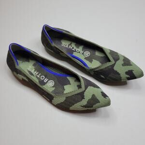 Rothy's Women's The Point Flat Shoes Camo Navy Blue Trim Size 9 Made in USA